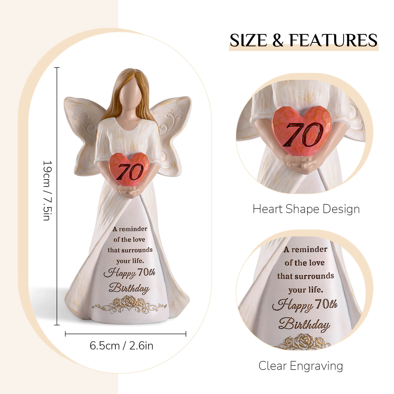 70 th angel resin figurine
