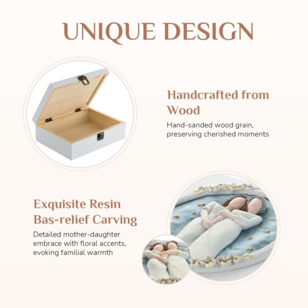 Mother Daughter Gifts - Mother of the Bride Gifts for Wedding - Daughter Birthday Present - Sympathy Memorial Gift for Loss of Mom Wooden Memory Box for Keepsakes - Image 3