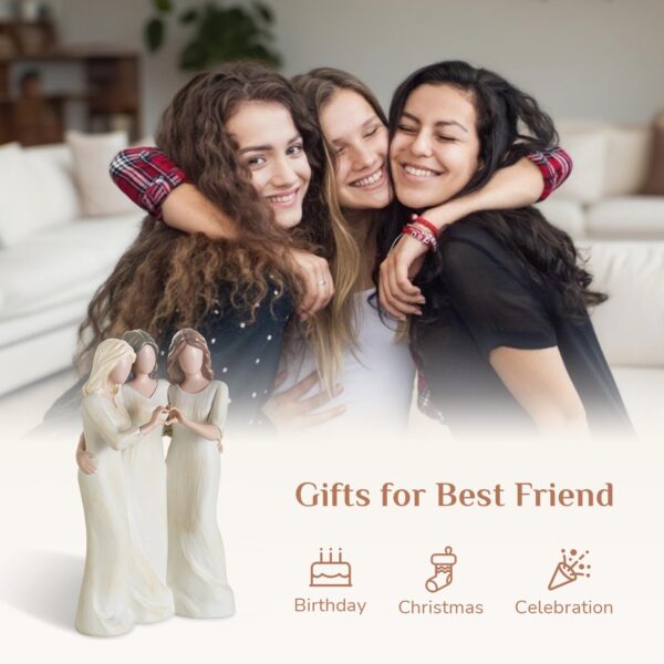 Friend Birthday Gifts for Women: Unique 3 Sisters Friendship Resin Figurines Statue - Sister Gift from Sisters - Special Christmas Friendship Day Present for Besties Female - Image 6