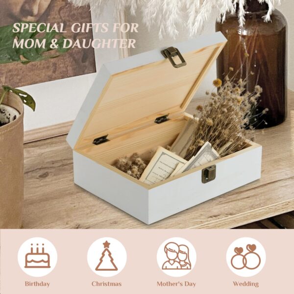 Mother Daughter Gifts - Mother of the Bride Gifts for Wedding - Daughter Birthday Present - Sympathy Memorial Gift for Loss of Mom Wooden Memory Box for Keepsakes - Image 5