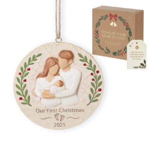 Baby's First Christmas Ornament – 3D Resin Keepsake for Newborn Baby Girl/Boy, First Time Parents