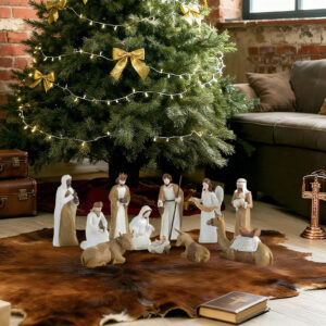 Alternative view of Christmas Nativity Set Indoor: 8/12-Piece Religious Resin Figurines Nativity Scene