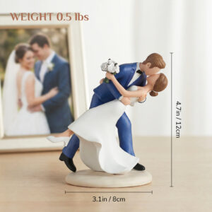 Alternative view of Bride & Groom Dipping Kiss Cake Topper – A Moment of Love in Motion