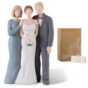 Bride Holding Bouquet with Parents Figurine – A Thank You on Your Wedding Day