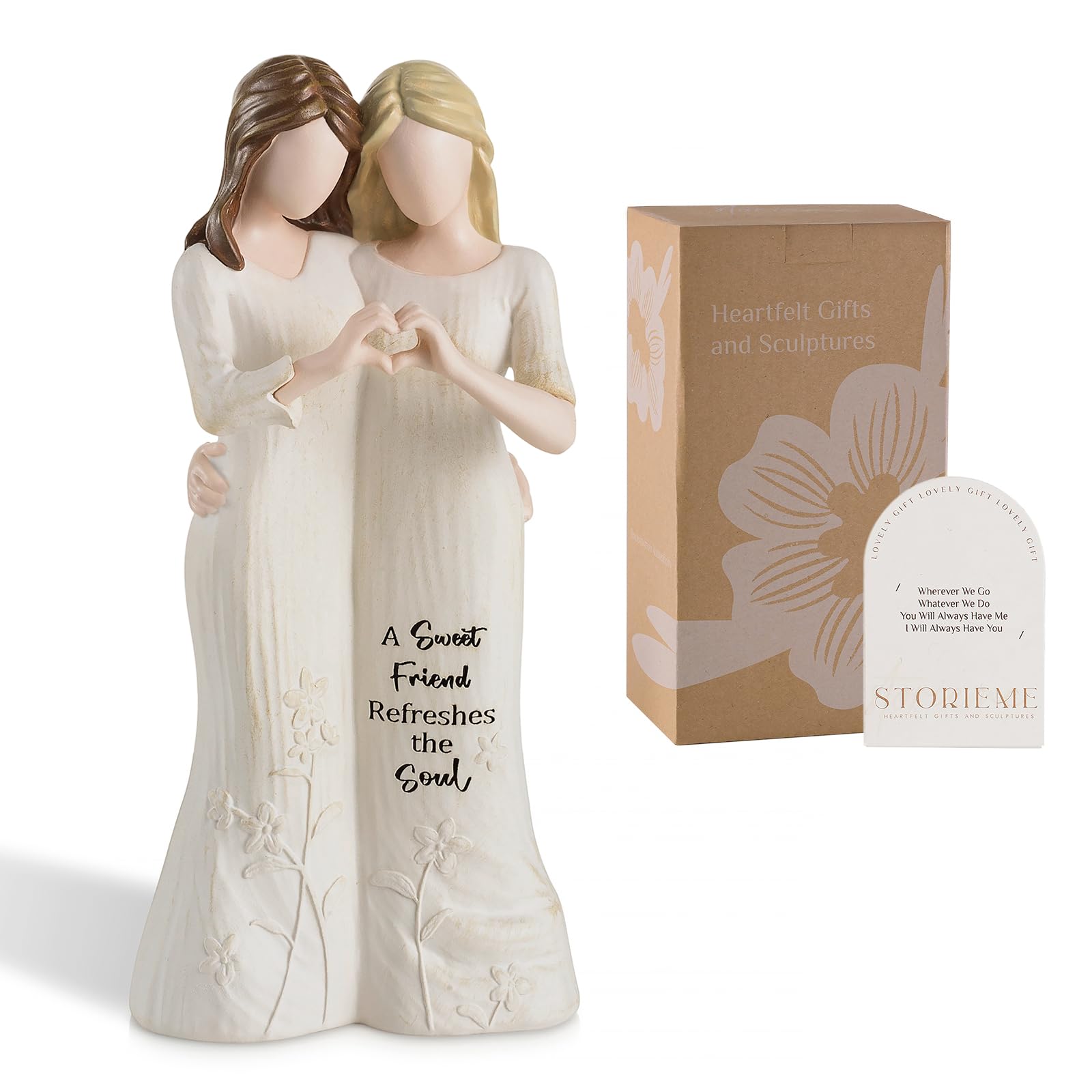 Soul Sister Heart Gesture Figurine with Engraved Message – A Sweet Friend Refreshes the Soul