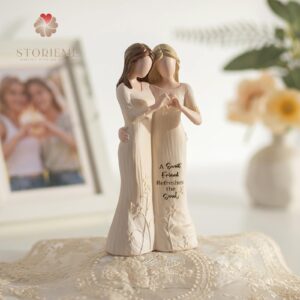 Alternative view of Soul Sister Heart Gesture Figurine with Engraved Message – A Sweet Friend Refreshes the Soul
