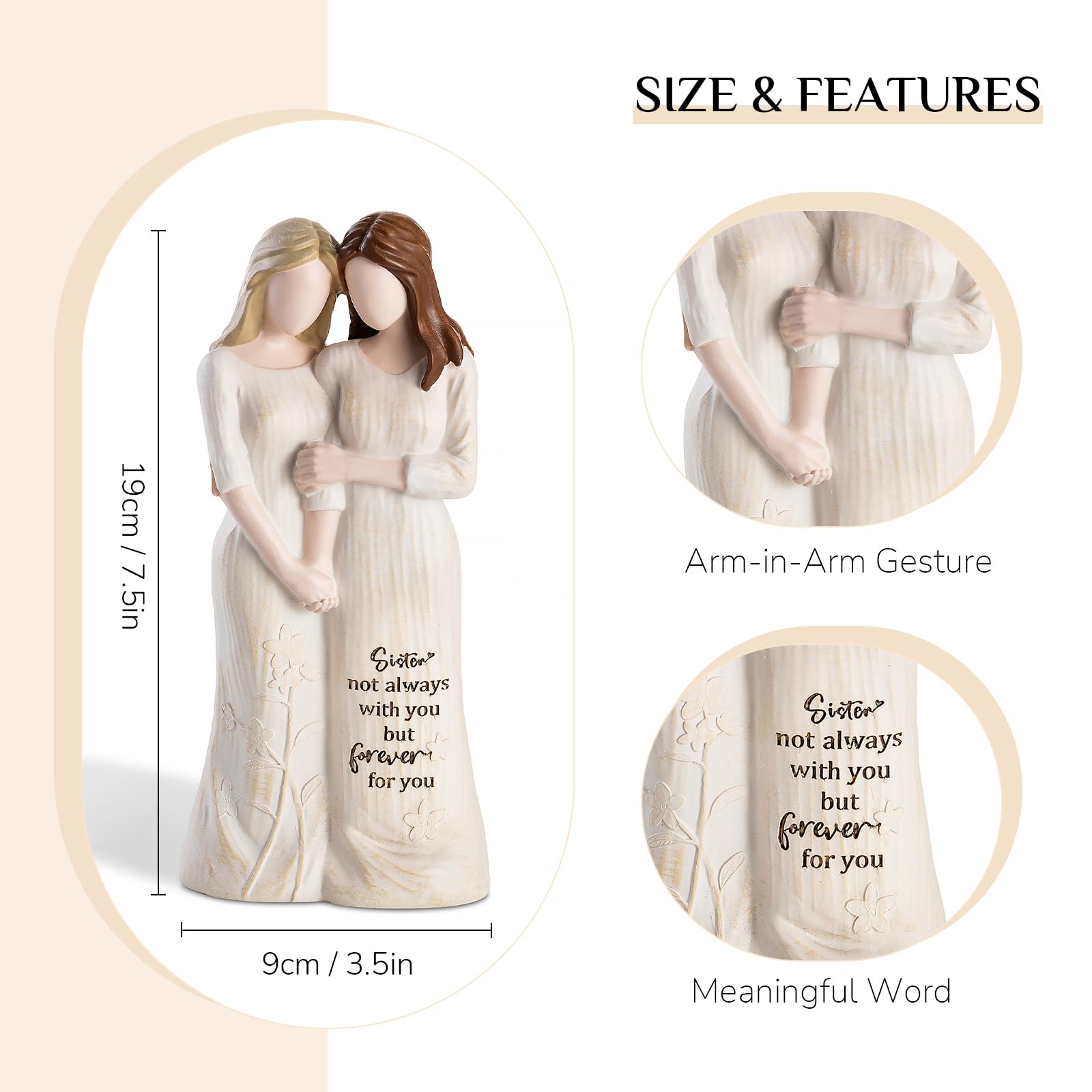 Soul Sister Hand-in-Hand Figurine with Engraved Message – Forever by Your Side - Image 3