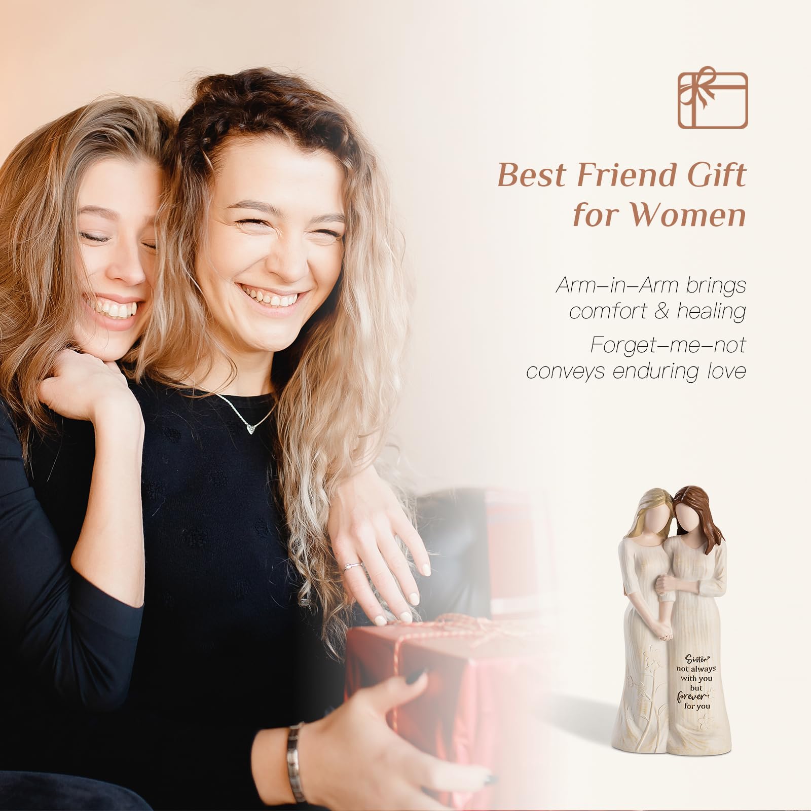 Soul Sister Hand-in-Hand Figurine with Engraved Message – Forever by Your Side - Image 5
