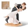 Bride & Groom Dipping Kiss Cake Topper (Black) – A Moment of Love in Motion
