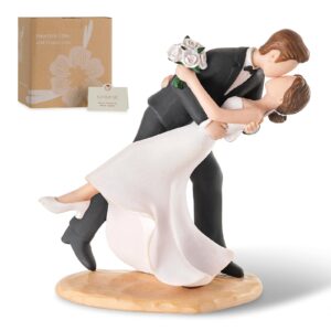 Bride & Groom Dipping Kiss Cake Topper (Black) – A Moment of Love in Motion