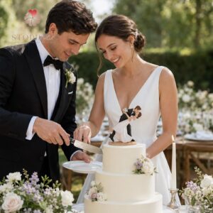Bride & Groom Dipping Kiss Cake Topper (Black) – A Moment of Love in Motion - Image 6