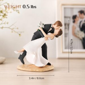 Alternative view of Bride & Groom Dipping Kiss Cake Topper (Black) – A Moment of Love in Motion