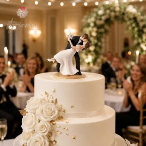 Bride & Groom Dipping Kiss Cake Topper (Black) – A Moment of Love in Motion - Image 4