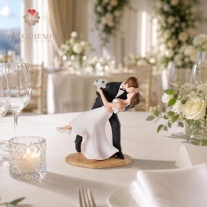 Bride & Groom Dipping Kiss Cake Topper (Black) – A Moment of Love in Motion - Image 5