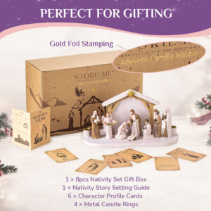 Nativity Advent Candle Holder with 8-Piece Christmas Nativity Scene - Image 3