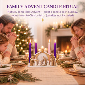 Nativity Advent Candle Holder with 8-Piece Christmas Nativity Scene - Image 6