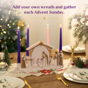 Nativity Advent Candle Holder with 8-Piece Christmas Nativity Scene - Image 2