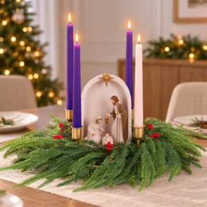 Alternative view of Nativity Advent Wreath Candle Holder – A Christmas Tradition of Hope, Peace, Joy & Love