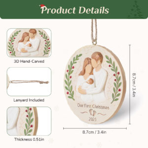 Baby's First Christmas Ornament 2026 – First Christmas as a Family of Three - Image 3