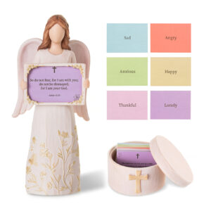 Bible Verse Angel Figurine with 60 Scripture Cards – Christian Gift for Women