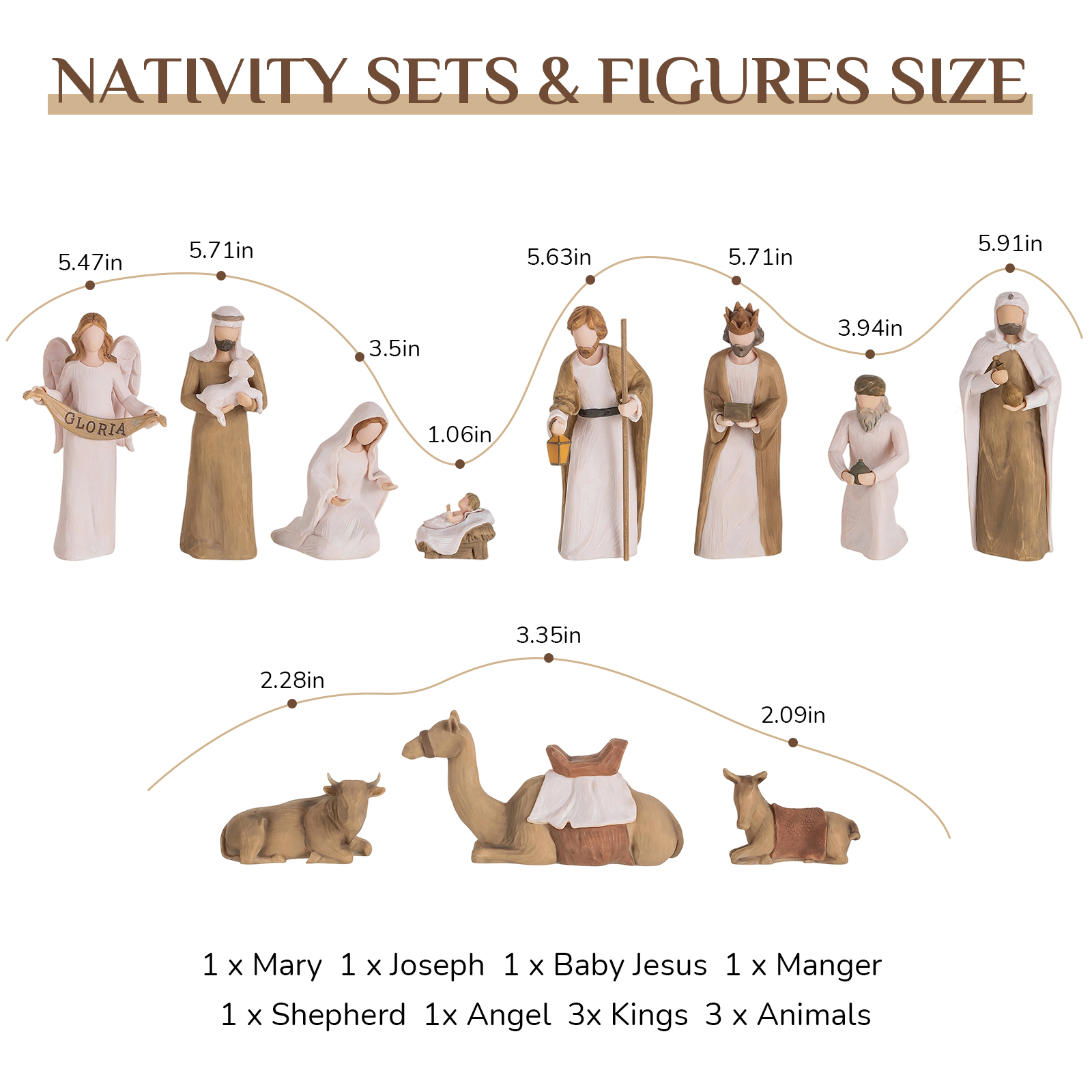 12-Piece Christmas Nativity Scene Set (Medium Size) – The Story of the First Christmas - Image 3