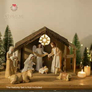 Wooden Nativity Stable with Star of Bethlehem – A Home for the Holy Family - Image 5